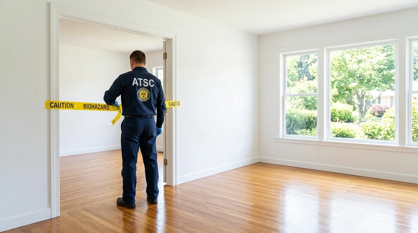 Certified biohazard cleanup crew performing Decomposition Cleanup in Alcoa